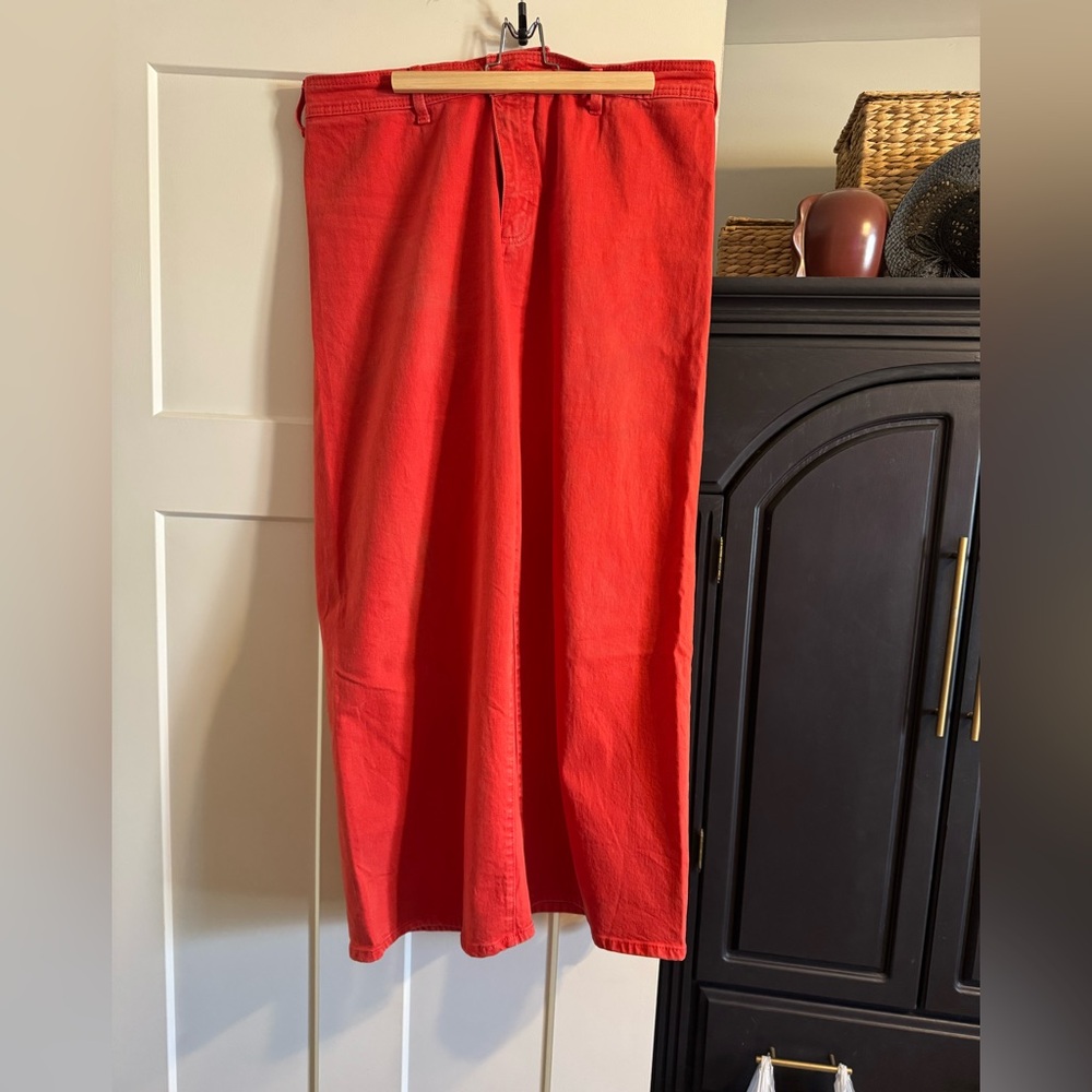 Orange/red wide leg trouser jeans
